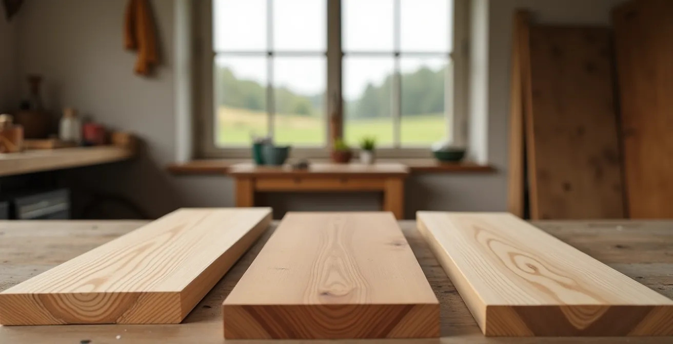 Vue comparative de trois essences de bois français utilisées pour les arcs traditionnels