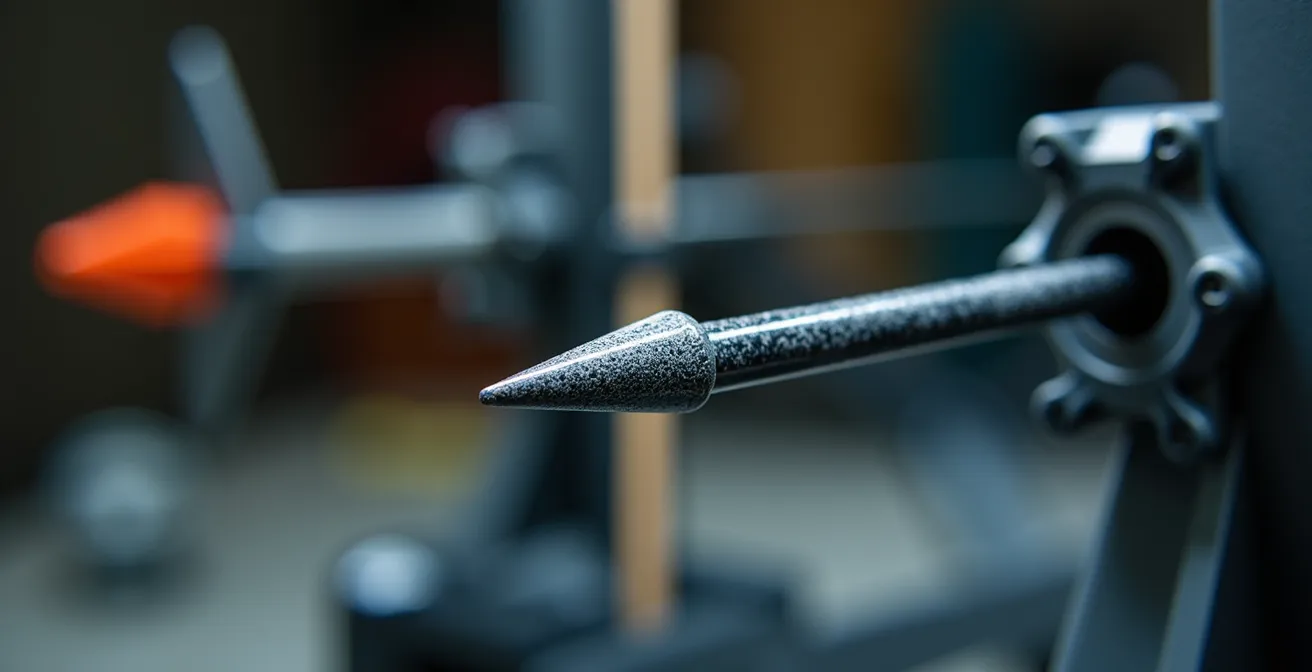 Test de flexion d'une flèche montrant la déformation du spine